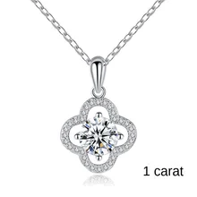 

925 Sterling Silver 1 Carat Moissanite Pendant Four Leaf Clover Clavicle Necklace Women Fine Jewelry