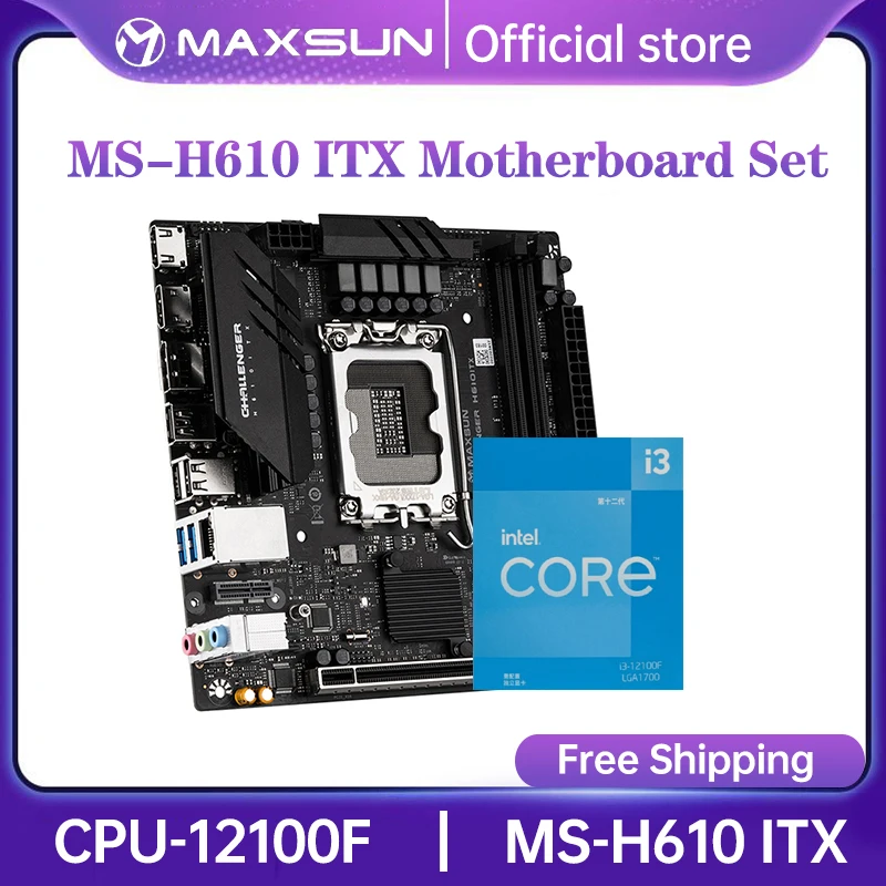 Maxsun Motherboard Set Challenger H610 Itx Intel I3 12100f Lga1700 [new But  Without Cooler] Dual Channel Ddr4 Computer Combo - Motherboards - AliExpress