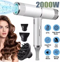 2000W Professional Hot Air Negative Ionic Hair Dryer, 10000 RPM, T Hammer Shape with 3 Nozzle Fast Drying for Home Salon Travel