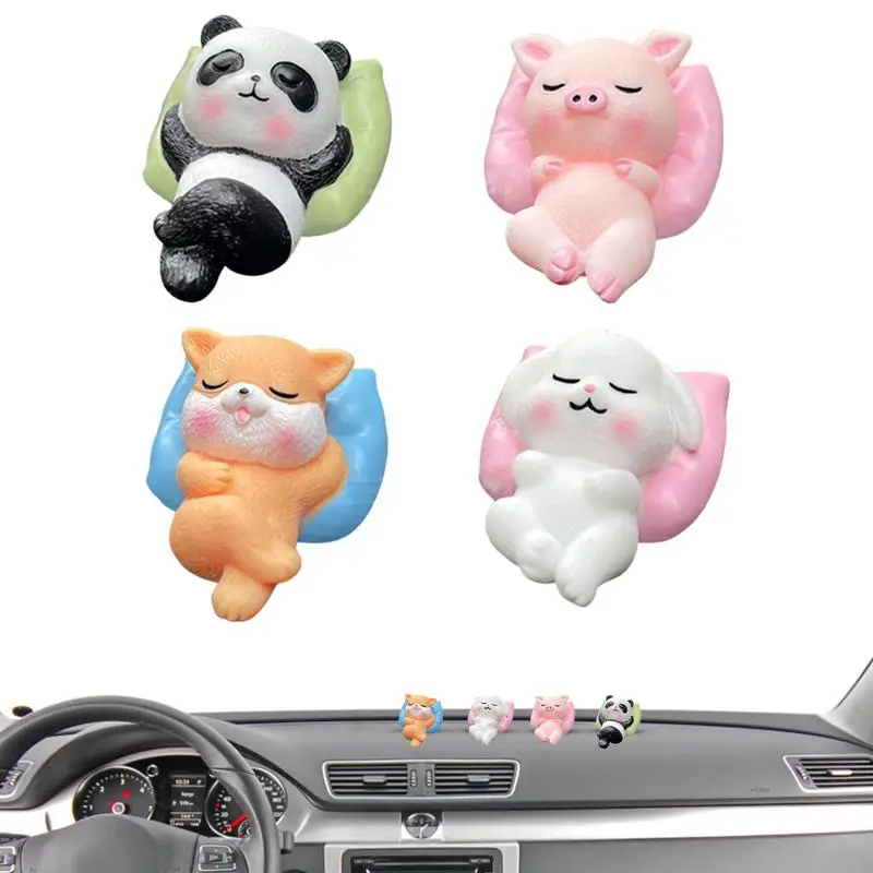 

Милые фигурки для приборной панели автомобиля, 4 шт., полимерные фигурки спящих животных, украшение интерьера автомобиля, Мультяшные украшения для автомобиля, консоль
