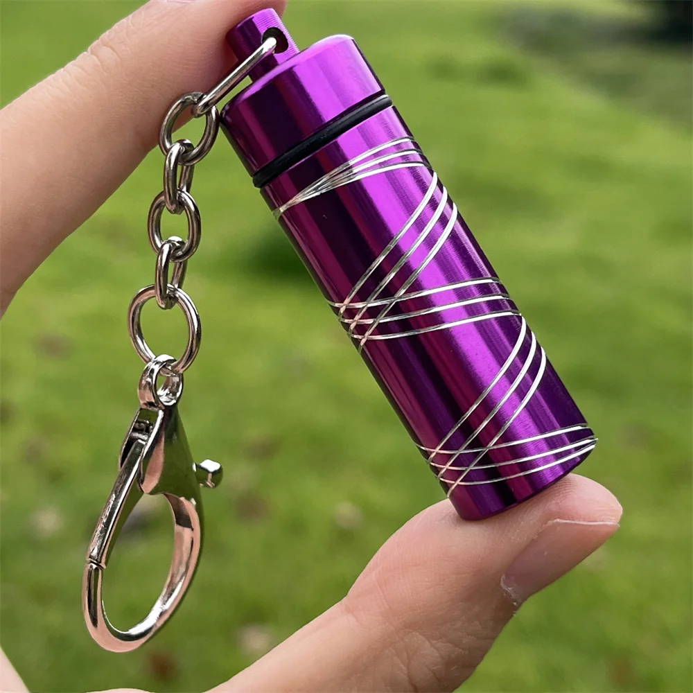 Embossed Aluminum Alloy Jar Medicine Box herb Box With Keychain Storage Tank Container Jars Smoking Accessories 5