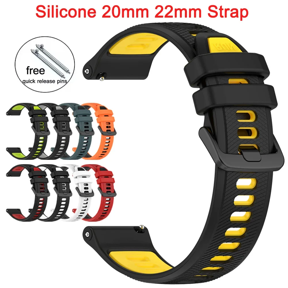 Premium Silicone Replacement Watch Strap, 20mm/22mm Adjustable Band, Universal Fit