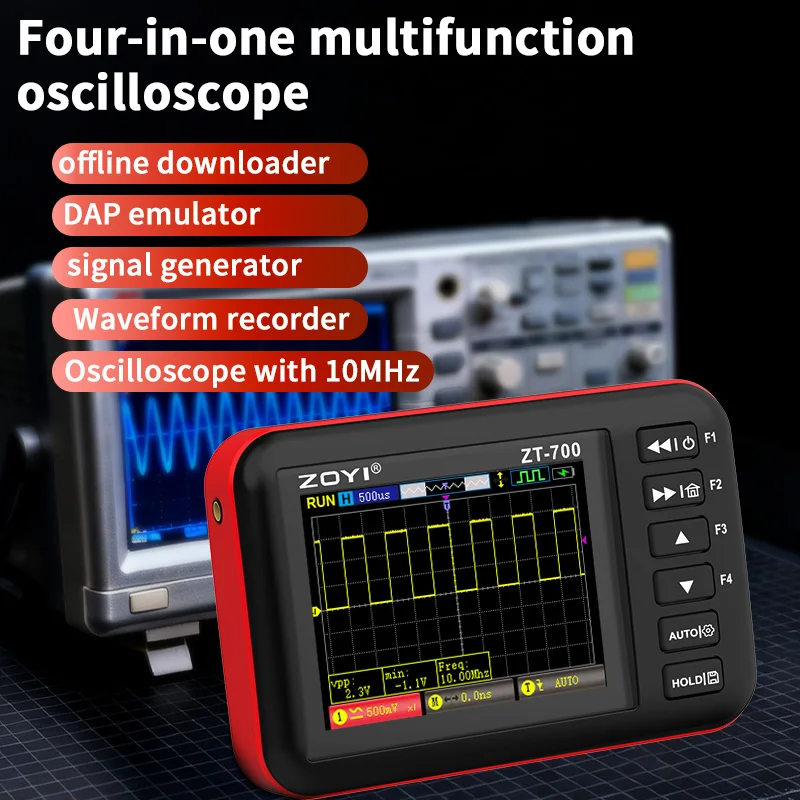 ZOYI ZT-700 4-in-1 Portable Oscilloscope 10M Bandwidth with Programmer Emulator Waveform Recorder Function 2