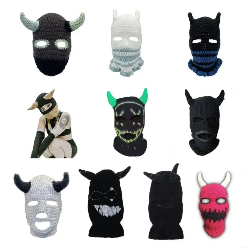 1PC Winter-Gesichtsmaske, Skimaske, warme gestrickte Sturmhaube für Männer und Frauen, winddichte Gesichtsabdeckung für Halloween-Party im Freien