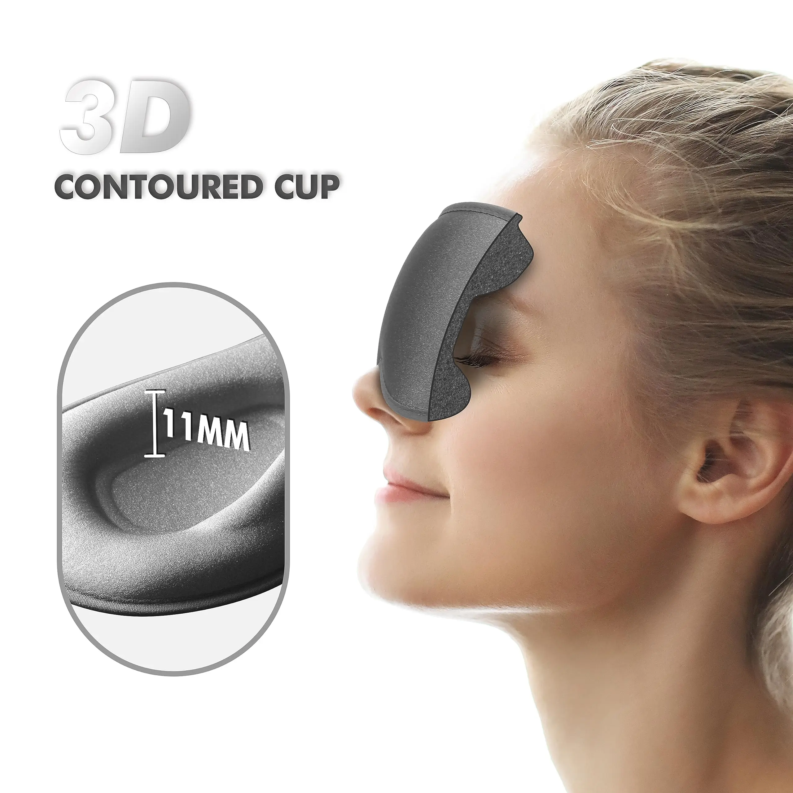 Deluxe 3D Contoured Sleep Mask - Ultimate Light Blocking & Comfort for Restful Sleep