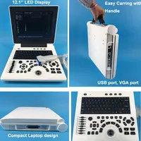 Ultrasound Scanner Veterinary Machine Laptop 12 Inch Portable Black White Doppler Farm Animals Pregnancy Convex Probes, with USB 2