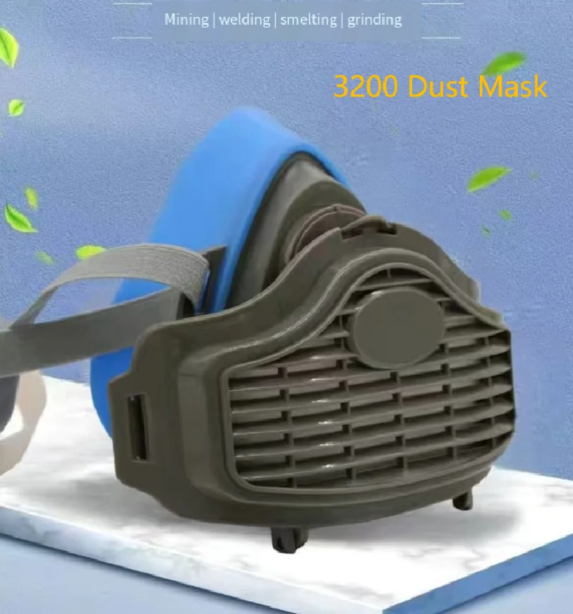 Masque anti-poussière chantier réutilisable avec vue détaillée des filtres coton et des sangles