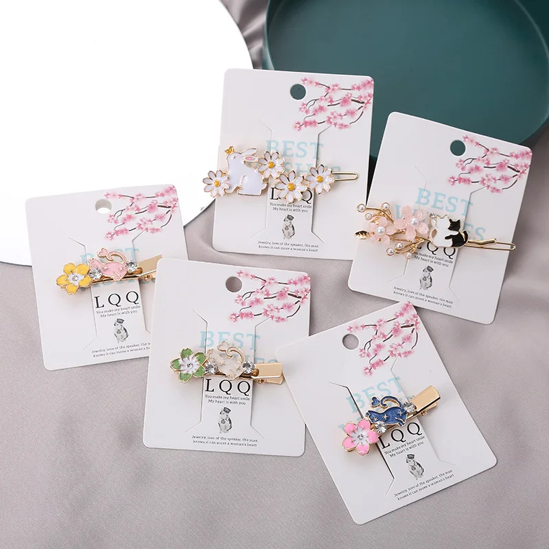 

Japan Color Sakura Flower Cat Rabbit Side Hair Clips Girl Woman Cute Kawaii Sweet Lolita Hairpin Barrettes Fashion Accessories