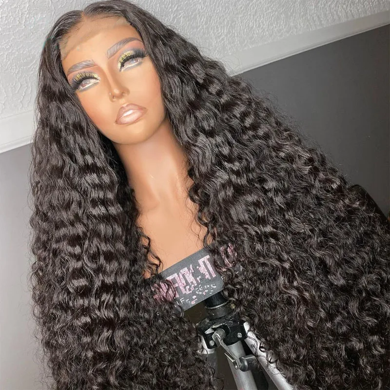 

Glueless Soft 180 Density Deep Kinky Curly 26“Long Natural Black Lace Front Wigs For African Women Babyhair PrePlucked Daily
