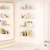 2pc Clear Acrylic Storage Rack Wall Mounted Book Floating Shelf Makeup Display Stand Holder Bathroom Kitchen Organizer 3