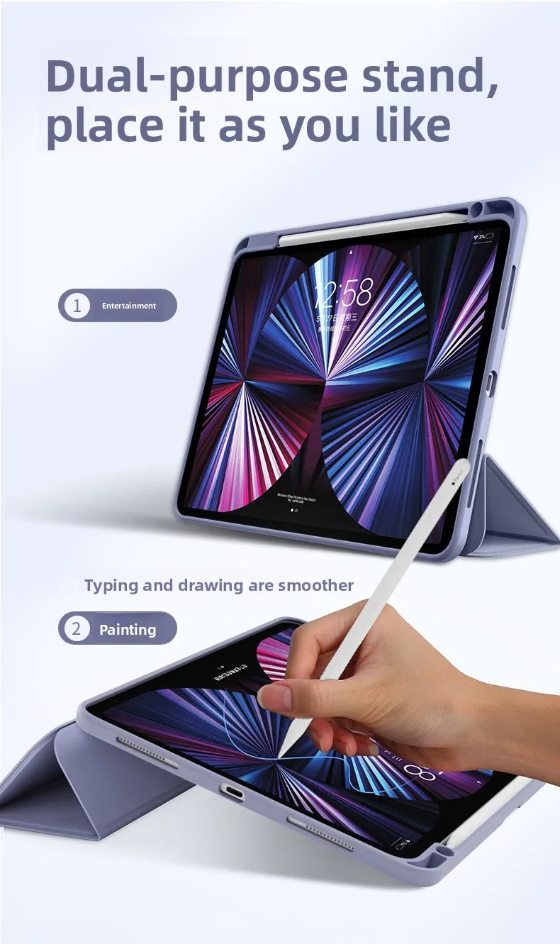 Für iPad-Schutzhülle, Acryl, 10,9/11 Zoll, biegefeste Ausführung, 9,7, 10,2, mit Stiftschlitz, Zwei-in-Eins-Hülle mit weichen Kanten – Detail 5