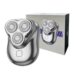 Portable High - Speed Rechargeable Men's Electric Shaver with 3D Floating Magnetic Blades (Silver)