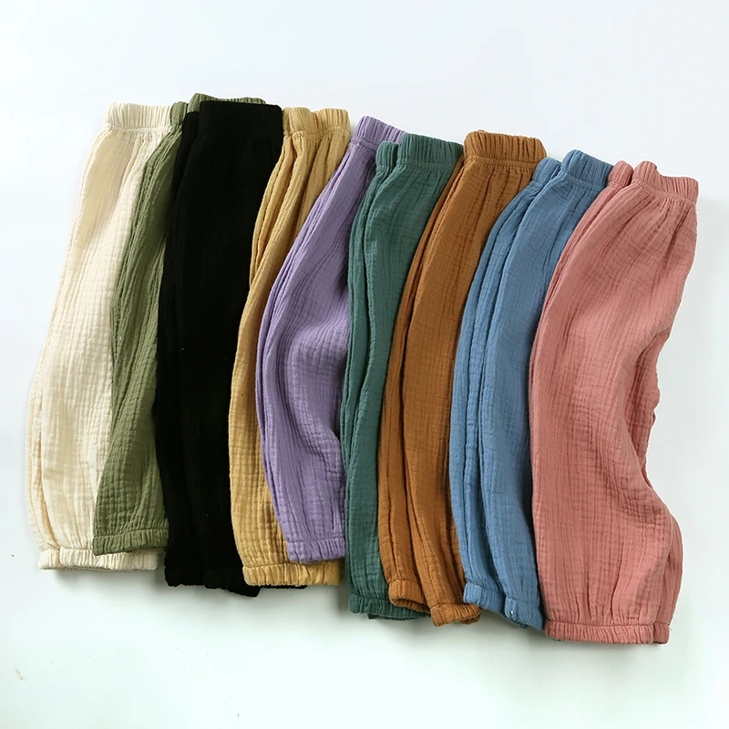 1-8Years Toddler Kids Baby Boys Girls Cotton Linen Elastic Basic Harem Long Pants Soft Bloomers Children Summer Casual Joggers girls pants boys pants kids pants