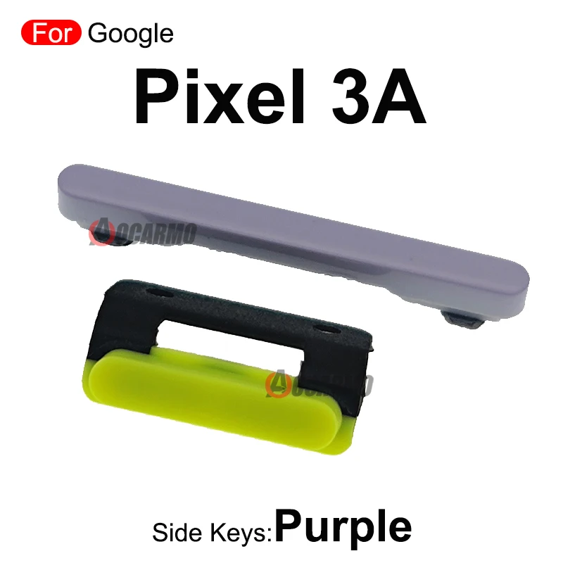Side Button Keys For Google Pixel 3A XL 3AXL Power On/Off Volume Buttons Replacement Parts Black White Purple