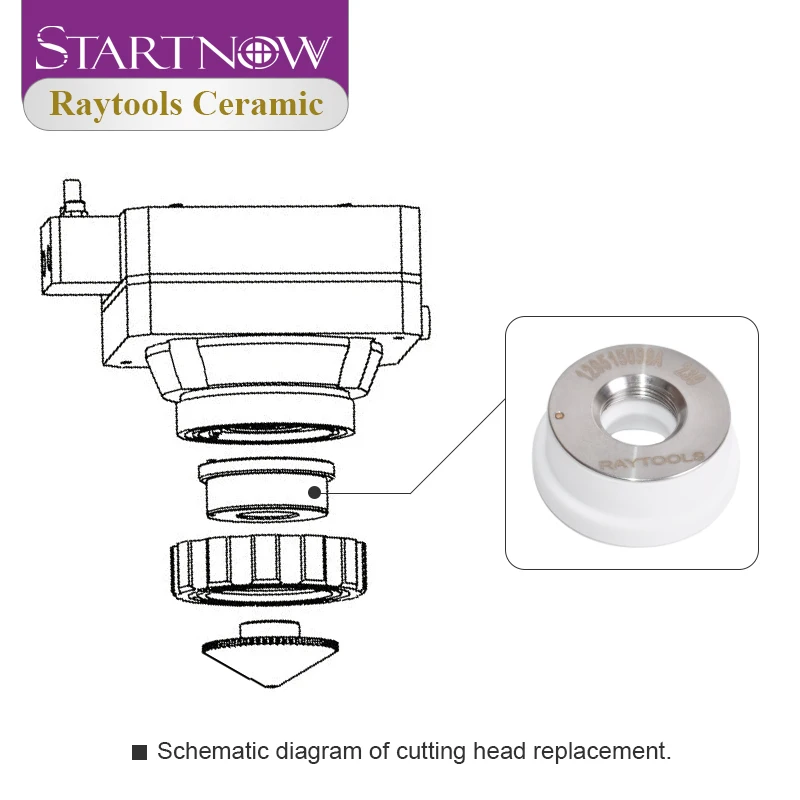 Startnow Raytools Empower 섬유 절단기 예비 부품 용 기존 레이저 세라믹 D32mm 레이저 헤드 노즐 홀더