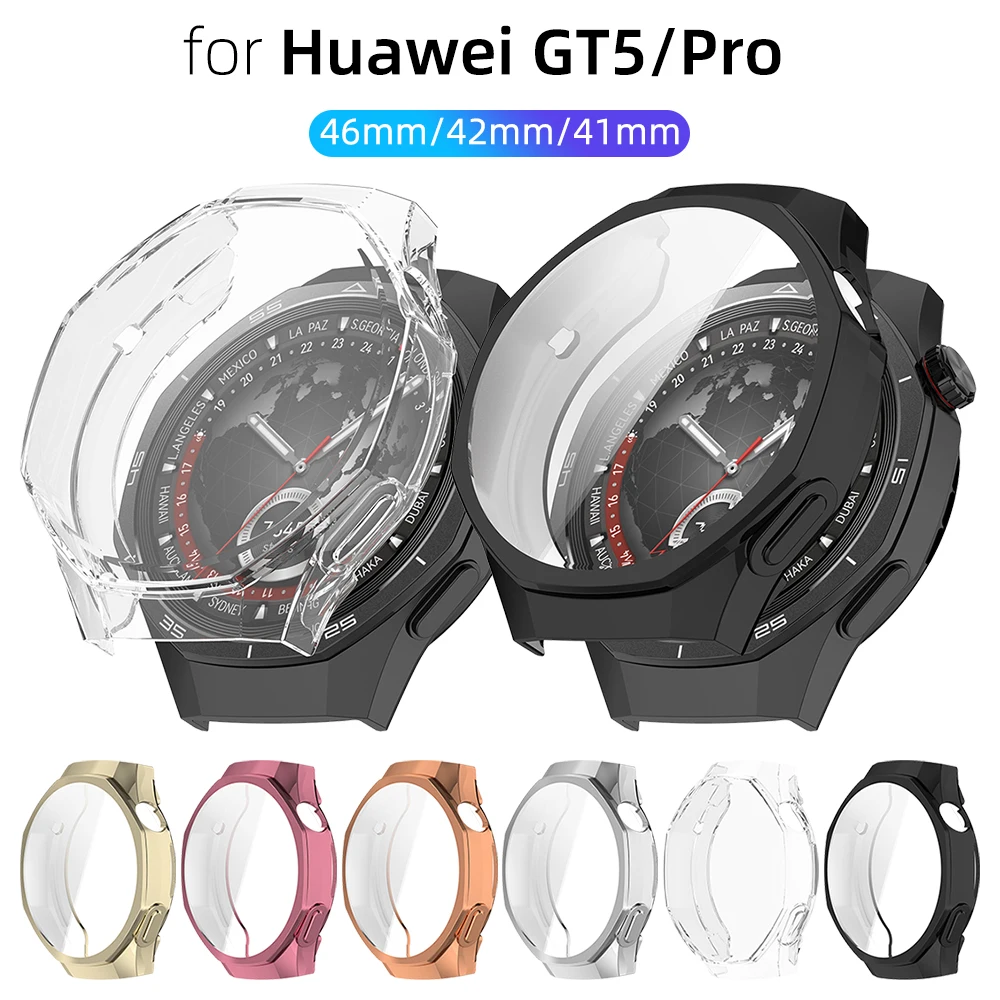 Case for Huawei Watch GT 5/GT5 Pro 46mm 42mm 41mm Screen Protector Case Soft TPU All-Around Protective Bumper Cover Accessories