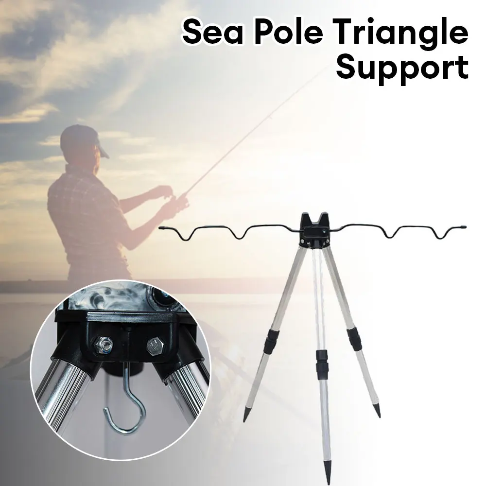 Boat Fishing Rod Fishing Support Holder 3-folded 360 Clamp On Load-bearing  Telescopic Bracket Tripod Stand Bridge Railing