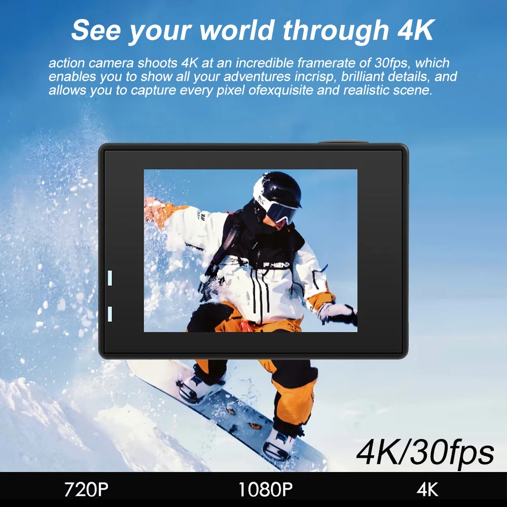4K Action Camera A1 Ultra HD WiFi 12MP 2" LCD 30M Waterproof 170D Remote Control Helmet Bicycle Video Camera Outdoor Sport Cam 6