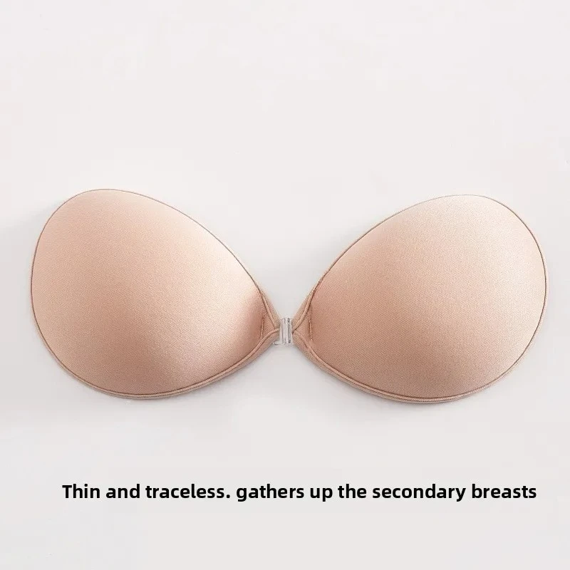 Invisible Adhesive Strapless Bra Waterproof Stick On Push Up Bra For Women Nude Silicone Bra For Backless Dresses Wedding Summer_voghion.com