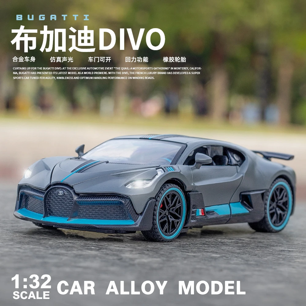 

1/32 Diecast Alloy Model Car Simulation Bugatti Divo Miniature Metal Vehicle Children Collectible Gifts Christmas Toys for Boys