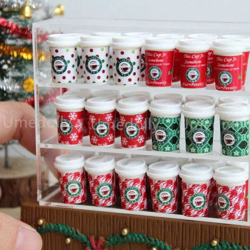 5PCS 1:6 Scale Miniature Dollhouse Mini Christmas Coffee Mugsd Mini Drinks for OB11 BJD Doll Accessories Toy