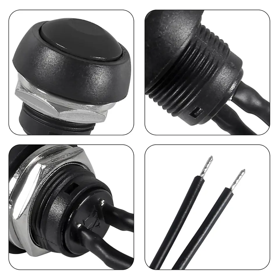 6 Uds 12MM Interruptor De Botón Momentáneo ON Off Redondo Mini
