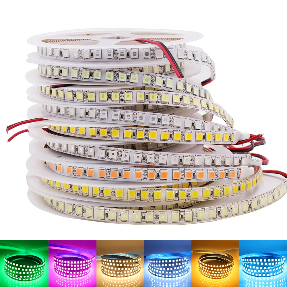 12V LED Lights Strip 5M 2835 5050 5054 Waterproof Led Lamp 60 120 240 LEDs Flexible Ribbon Diode Tape Cold Warm Natural White