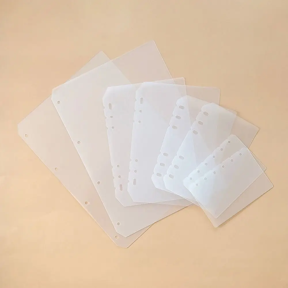 10Pcs A4 A5 A6 A7 노트북 디바이더 문구 액세서리 투명 내부 종이 분리기 무광택 PP 바인더 주최자 배플