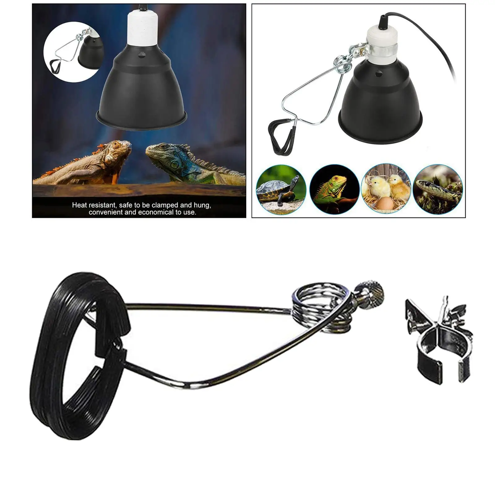 Reptile Lamp Clamp Turtle UVA/UVB Holder Ceramic Socket Safety Cover for Reptile Terrarium Basking reptile heating lamp