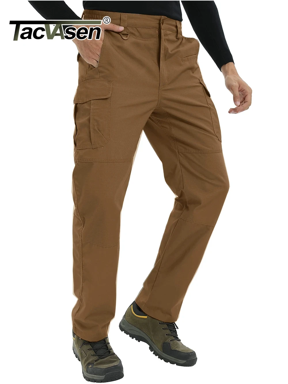 Pantaloni Cargo Invernali Da Trekking Uomo, Softshell Impermeabile Con Fodera In Pile, Slim Fit, Con Tasche, Per Sci E Neve - 6
