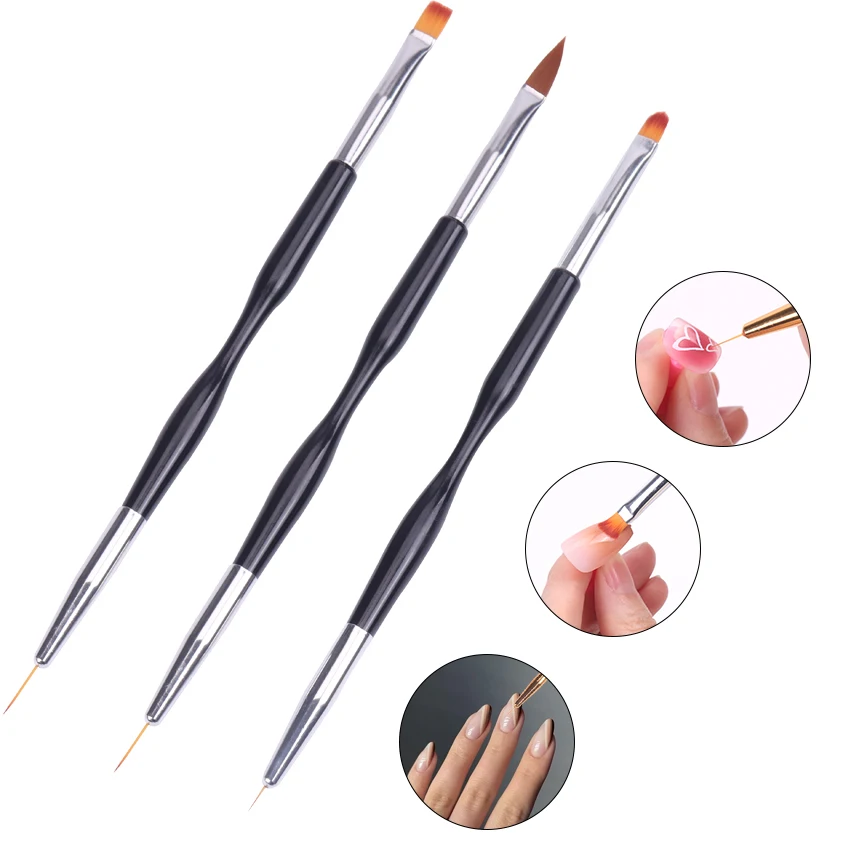 3PCS Nail Art Liner Brushes UV Gel Painting Acrylic Nail Brushes Nail Art  Brush Pen For Long Lines Details Fine Nail Designs - AliExpress