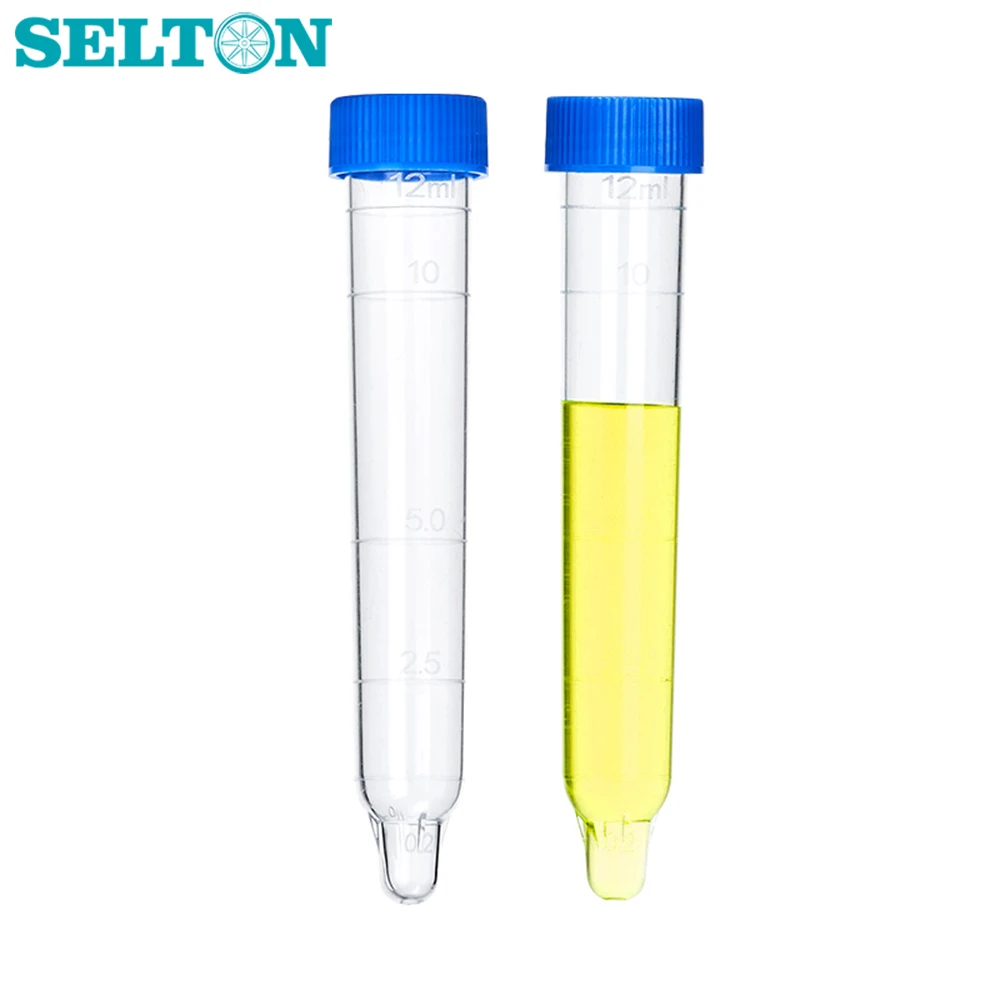 Urine Sediment Stest Tube 12ml Screw Plastic Cover With Scale Transparent Convex Bottom Urine Test Physical Examination