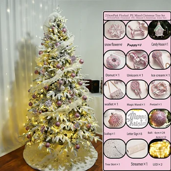 2025 New Pe Mixed Flocking Pink Christmas Tree High-End Luxury Home Decoration Hotel Supermarket Decoration