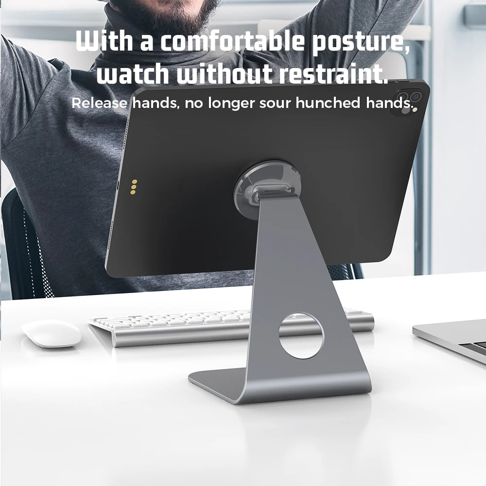 Sleek Metal Magnetic Tablet and Phone Stand with 360° Rotation