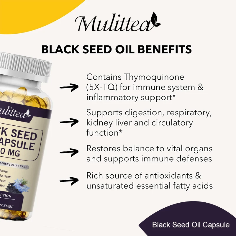 Mulittea Hot Sale Natural Moringa oleifera leaf & Black Seed Oil Capsule Compound Vitamin Daily Nutritional Supplement - Image 3
