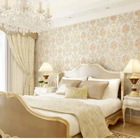 สติ๊กเกอร์ติดผนังลายดอกไม้ 3/5 เมตร วอลเปเปอร์แบบลอกติดเอง ตกแต่งห้องนอนสาวหวาน ห้องนั่งเล่น ฉากหลังโซฟา ของตกแต่งบ้าน 4