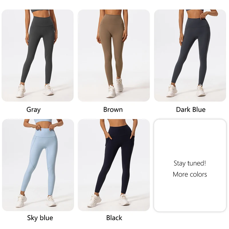 Hearuisavy Ultra-Soft Fabrics High Waist Gym Leggings Quick-Dry Pockets Yoga Pants Workout Pants Push Up Sports Tights Women - תמונה 3
