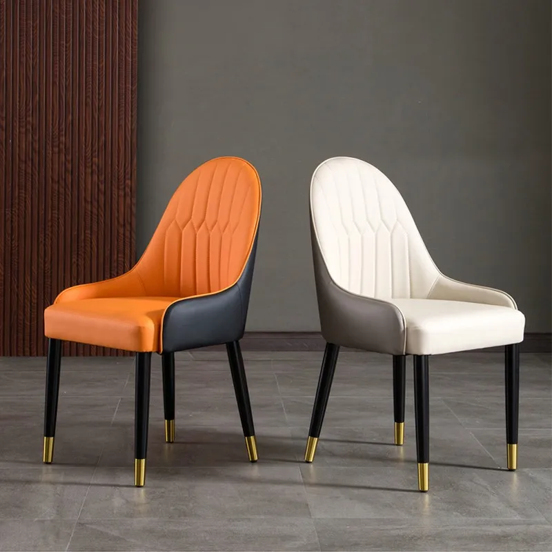 

B Italian saddle leather chair simple household cream style designer dining chair light luxury restaurant minimalist dining