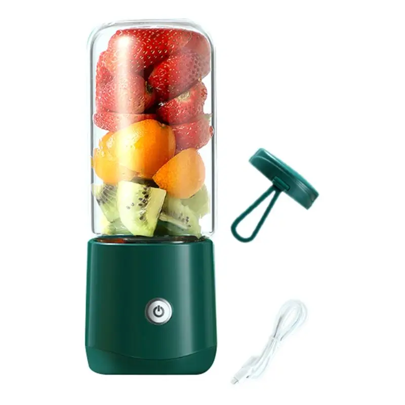 T78C 380ML 휴대용 블렌더 스무디 쥬서 컵 USB 충전식 가정용 여행용 개인용 전기 과일 믹서-그린