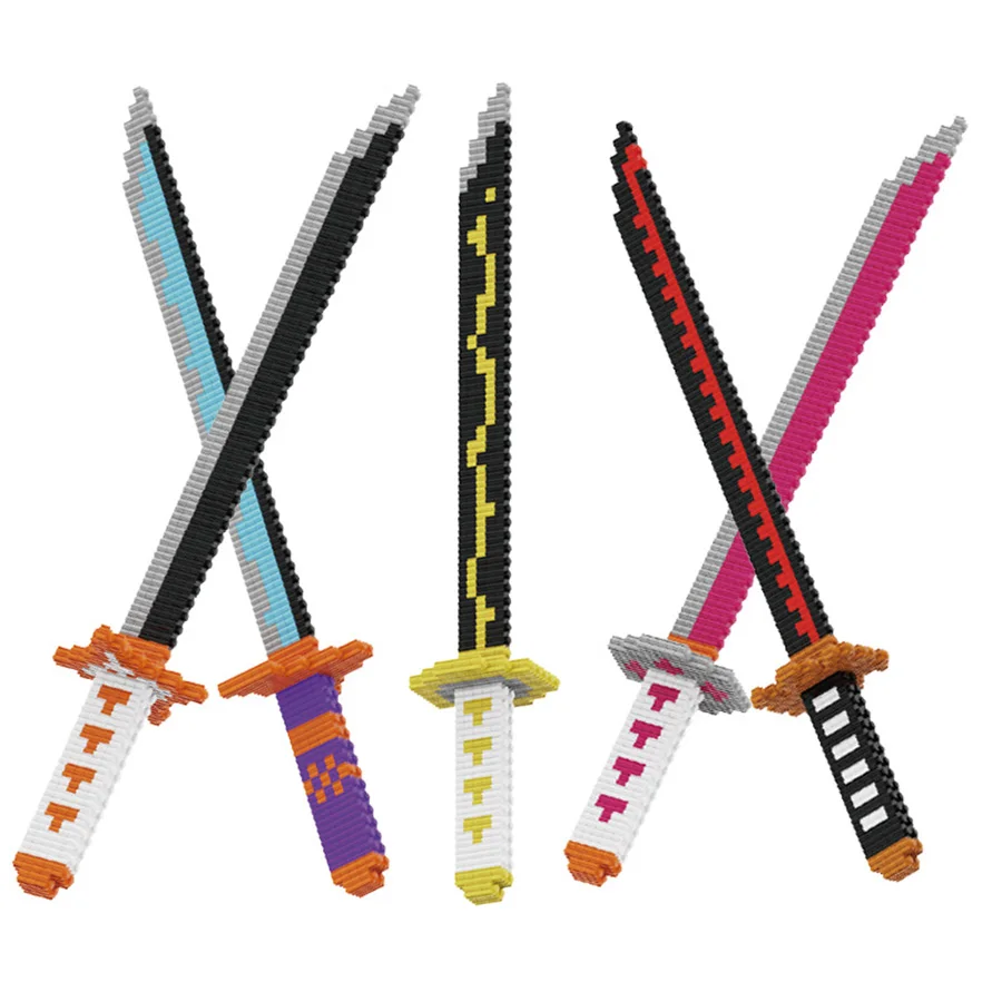 Animes Demon Slayer Yamato Swords Nichirin Knifes Blade Arms Equipage Accessories Game Model Toys Kids Brick Building Block 2