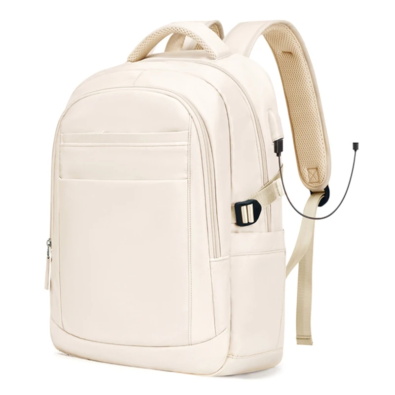 

Laptop Backpack Women Women's Travel Backpack- Anti-Theft, USB Charging Port, Water-Resistant College Bookbag Easy To Use Beige