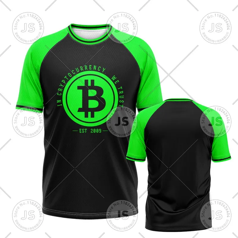 

Bitcoin Cryptocurrency T-shirt Men's and Women's Fashion Short Sleeve Sports Casual Basketball Shirt Round Neck Large Top