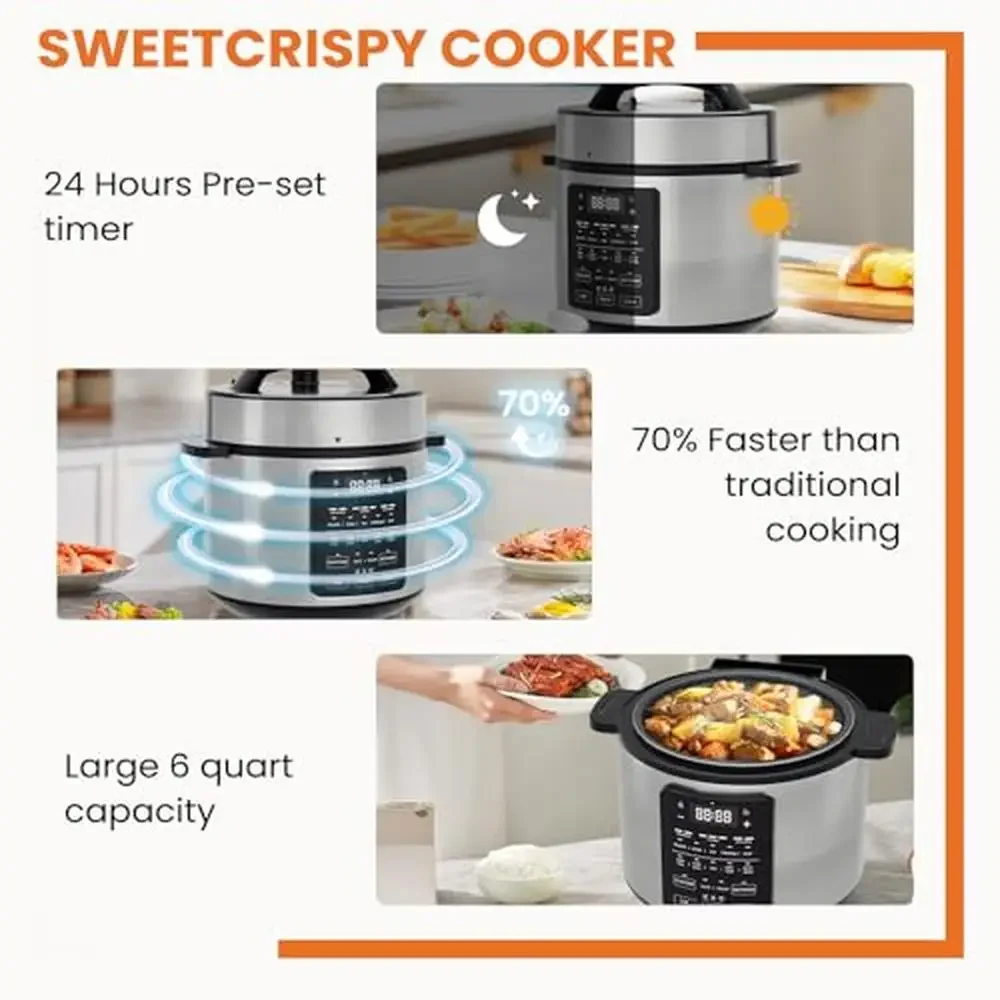 Electric 9-in-1 Pressure Cooker Steamer Yogurt Maker Warmer & Sterilizer Saute Slow Cooker Poultry Steam Rice Soup Cake Stew 4