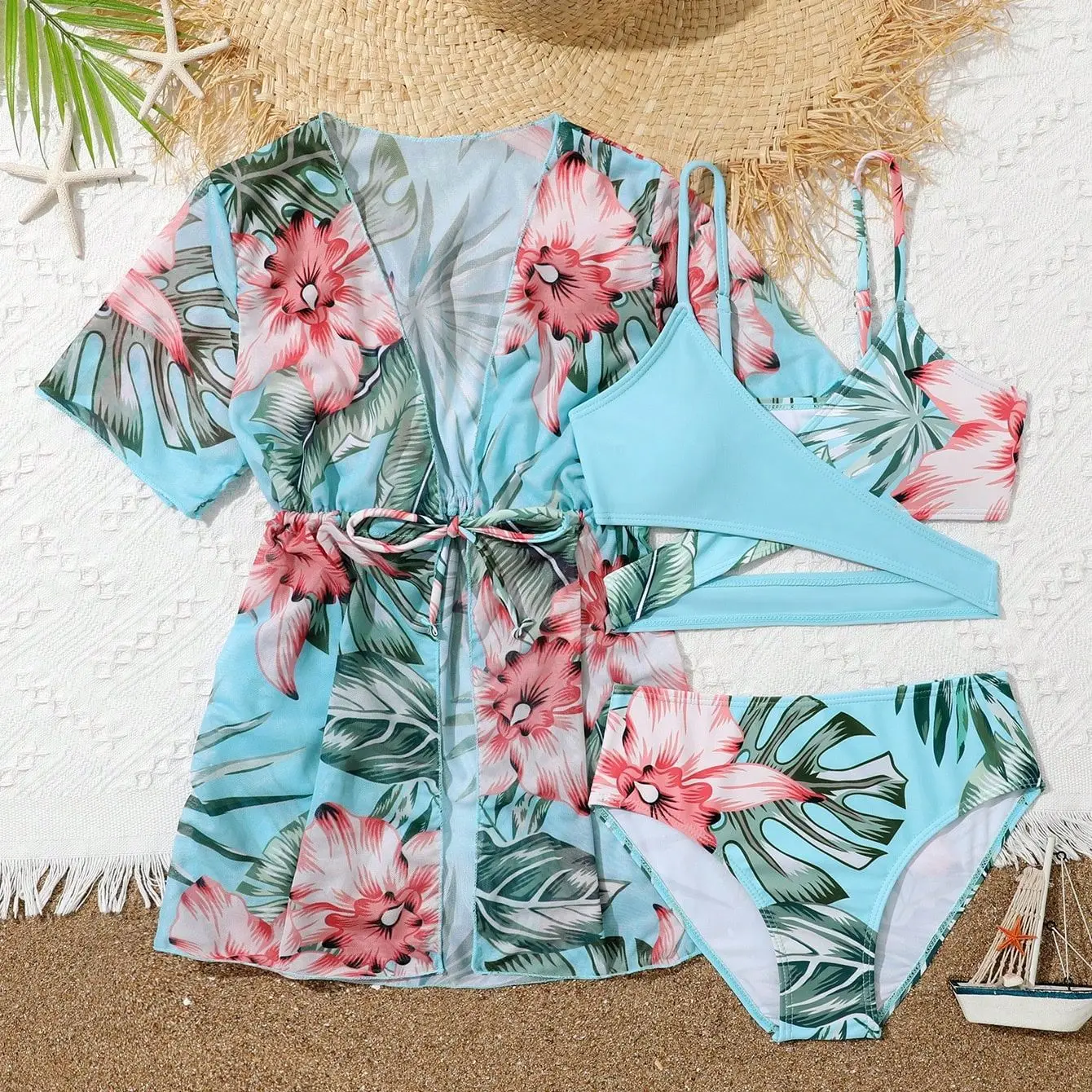 Bikini Girls Swimsuit Kids Swimwear Female Children's Bathers 3 Pieces