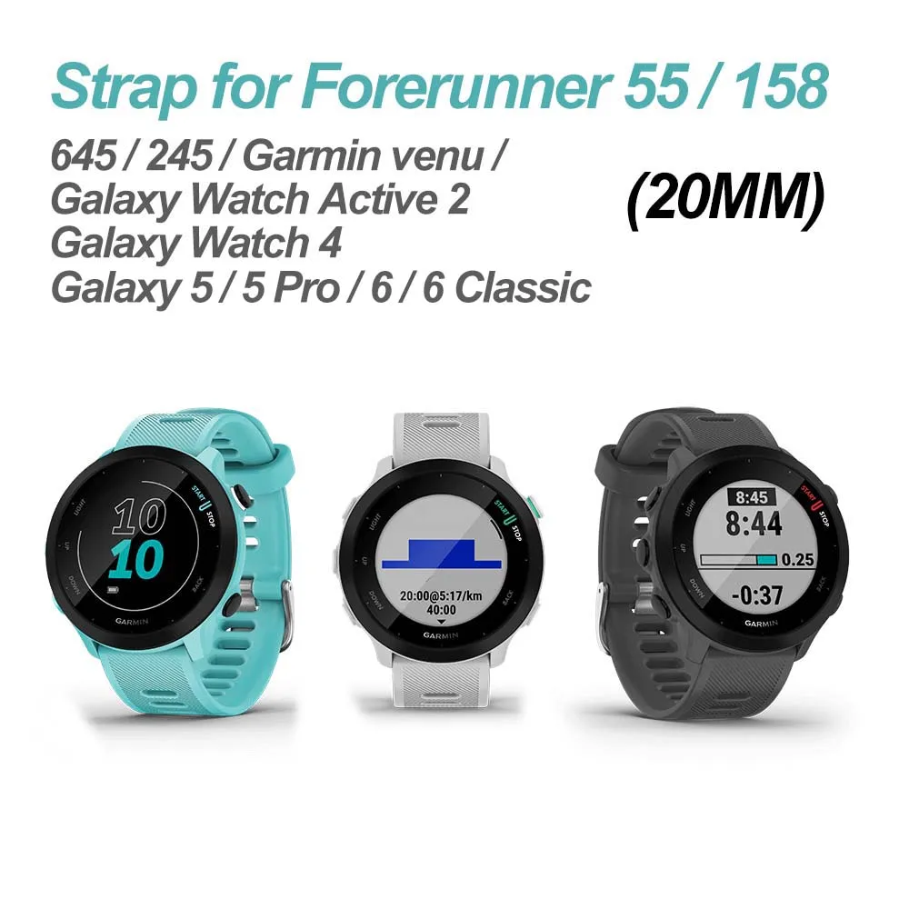Premium 20mm Silicone Smart Watch Band - Versatile Fit