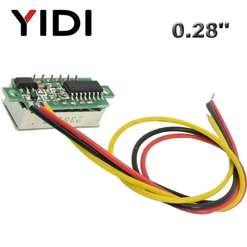 0.28 인치 DC 0-100V LED 디지털 전압계 DC2.5-30V 자동차 오토바이 빨간색 녹색 파란색 LED 전압 판독 교정 가능 테스터 미터