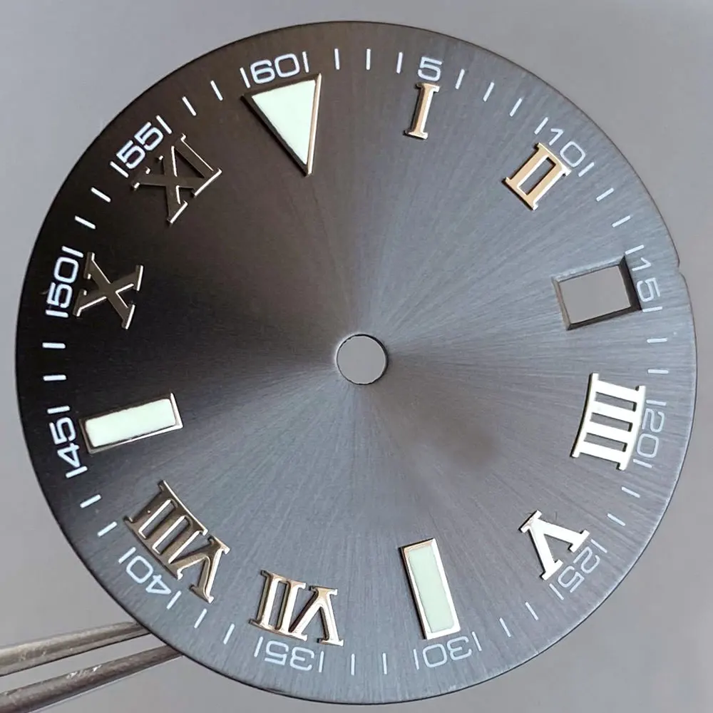 Tandorio 2024 Nuovo Ice Blue Sunburst Numeri romani Indici 29mm Quadrante dell'orologio Accessori per NH35 NH36 4R35 4R36 Movimento automatico  1511