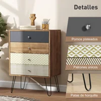 Комод с 4 ящиками, стальные ножки-шпильки в богемном стиле, 60X39X86 см, разноцветный — изображение 5