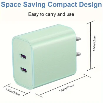 40W Dual Port USB C Fast Charger With 6.6ft Long USB C Charging Cable For iPhone 15 Pro Max/15 Pro/15/15 Plus And Other Devices 3