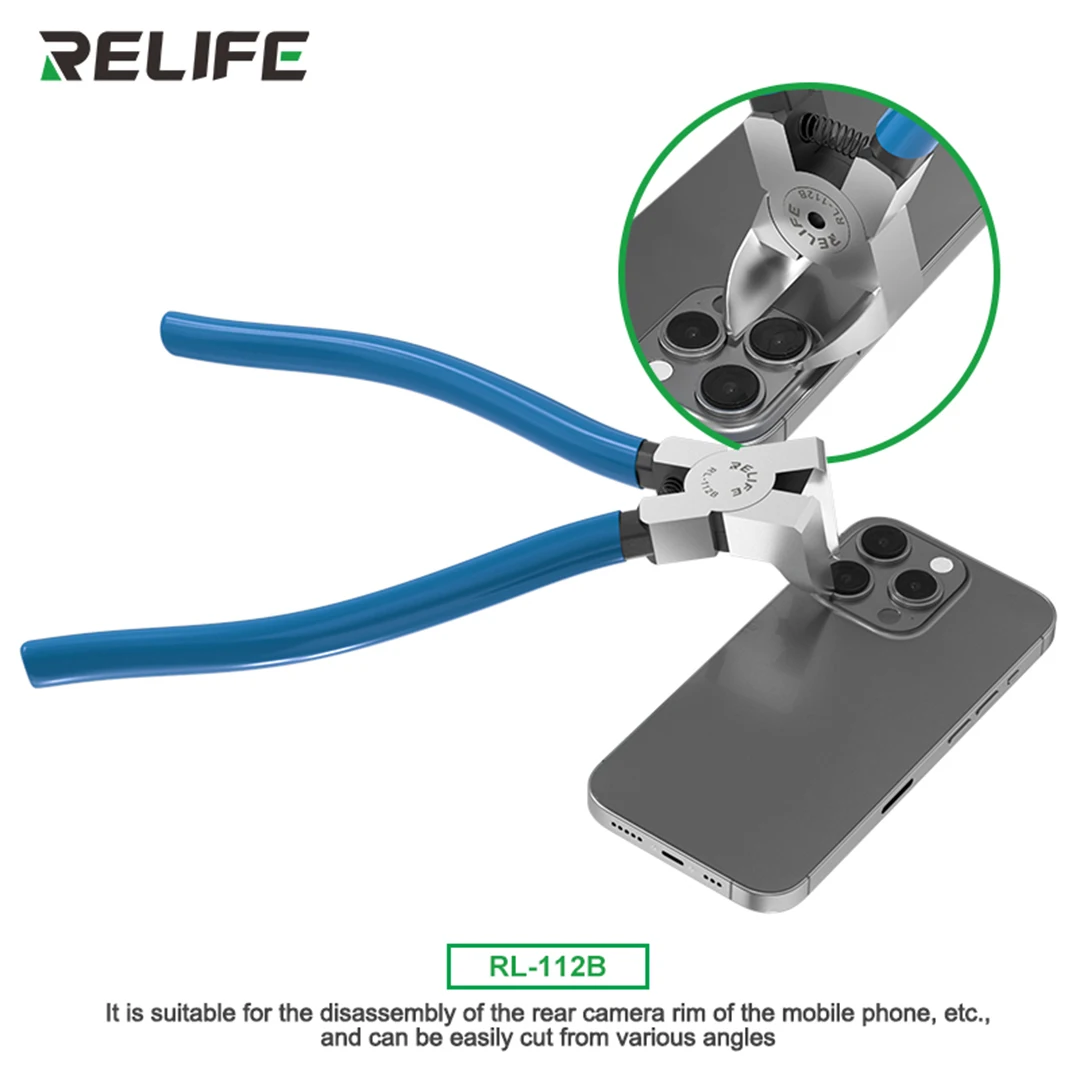

RELIFE RL-112B 90 Degree Right Angle Flat Cutting Pliers for iPhone 8-14ProMax Disassembly Repair Rear Camera Frame Removal Tool